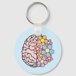 Floral Mind Brain Keychain