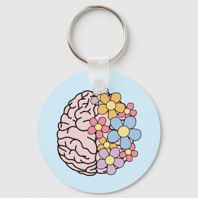 Floral Mind Brain Keychain (Front)