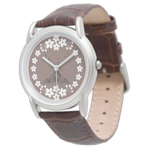 Floral Minimal Watch   Elegant Neutral Wrist Watch