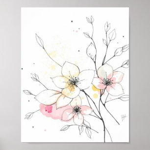 Floral Minimalist Abstract Line Art Poster