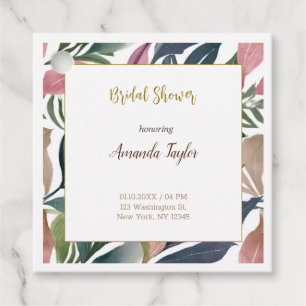 Floral Minimalist Calligraphy Bridal Shower Card Favour Tags