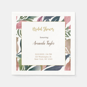 Floral Minimalist Calligraphy Bridal Shower Card Napkin