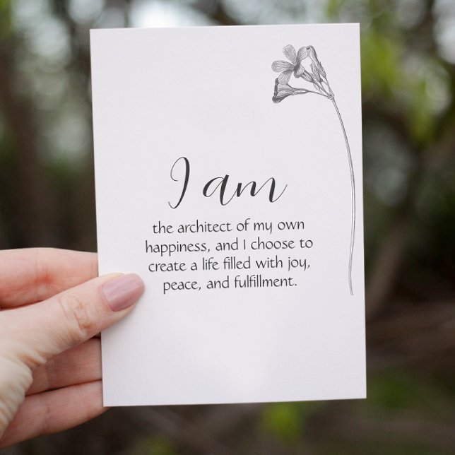 Floral Minimalist Customizable Affirmation Card  (Creator Uploaded)