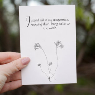 Floral Minimalist Customizable Affirmation Card 