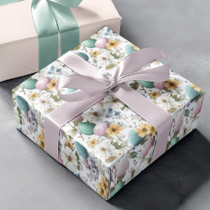 Floral Minimalist Eggs   Easter Wrapping Paper