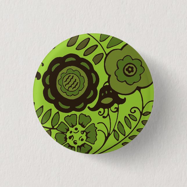 Floral Mint 1 Inch Round Button (Front)