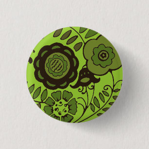 Floral Mint 1 Inch Round Button