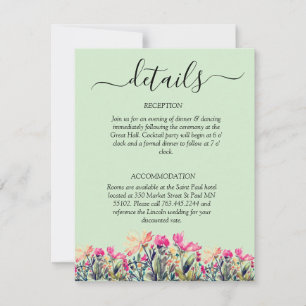 Floral Mint Green QR Code Wedding Ceremony Details RSVP Card