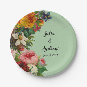 Floral Mint Paper Plate