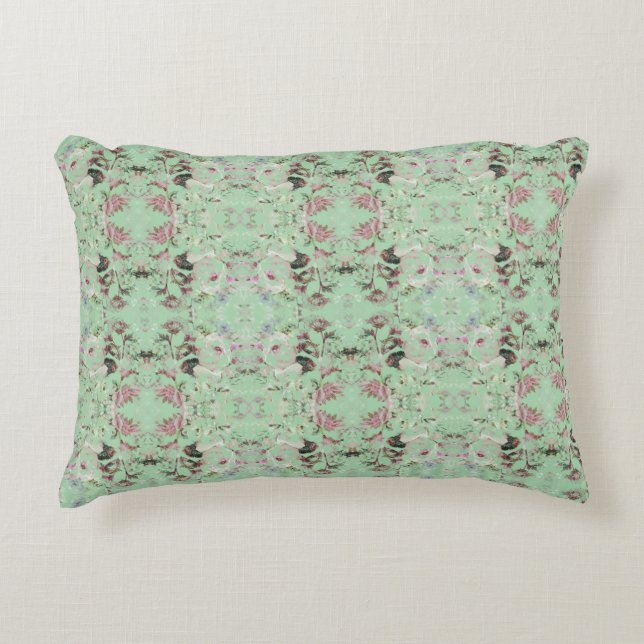 Floral Mint Sherbet Accent Pillow (Front)