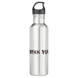 Floral miss you word typography design element 710 ml water bottle