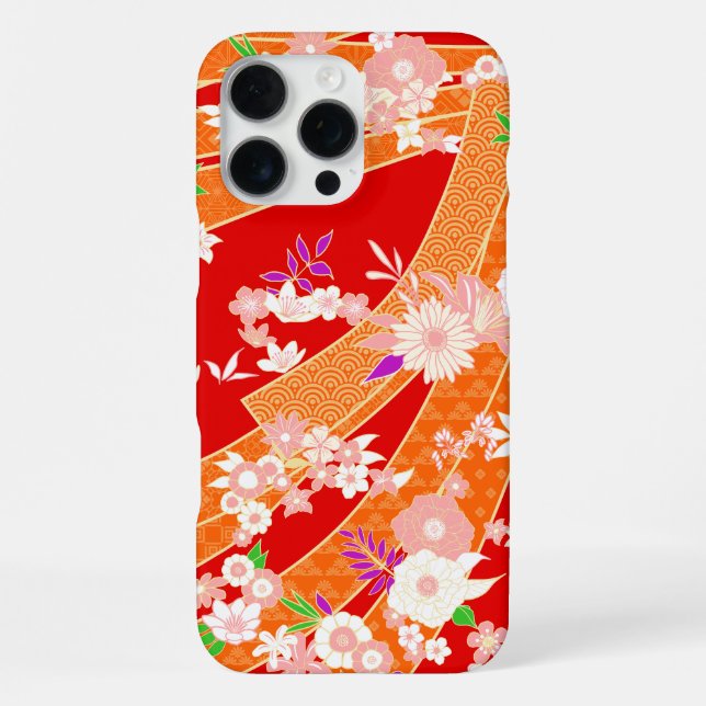 Floral Mix Kimono Pattern Spring iPhone Case (Back)