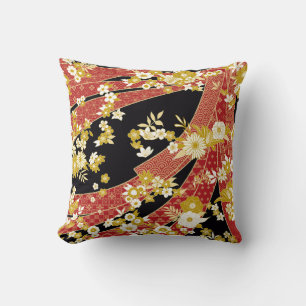Floral Mix Kimono Pattern Throw Pillow