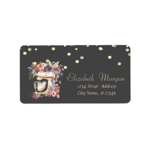 Floral Mixer Gold Foil Confetti Label