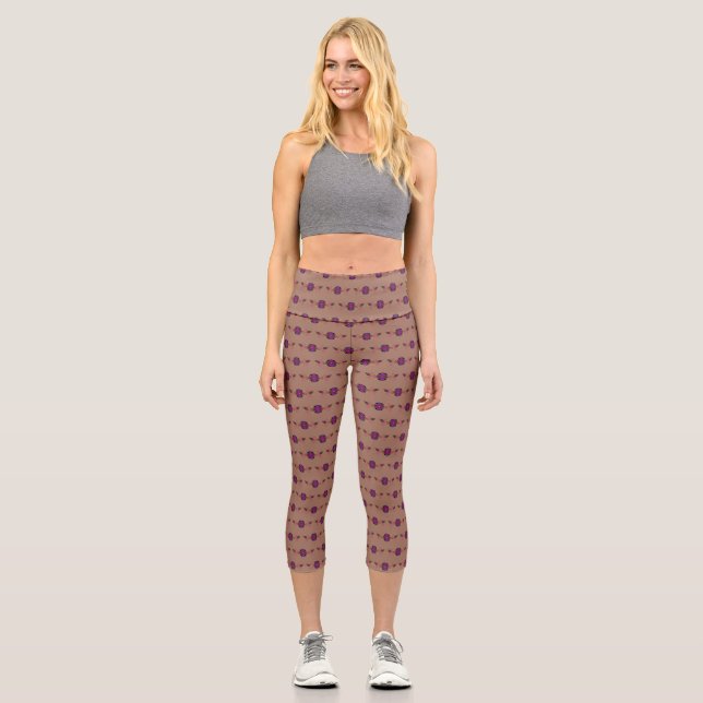 Floral mocha mousse capri leggings (Front)