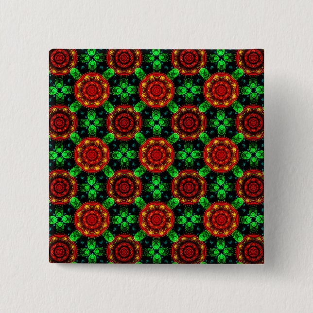 Floral Modern Boho Elegant Abstract Pattern #504 2 Inch Square Button (Front)