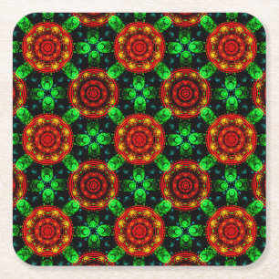 Floral Modern Boho Elegant Abstract Pattern #504 Square Paper Coaster