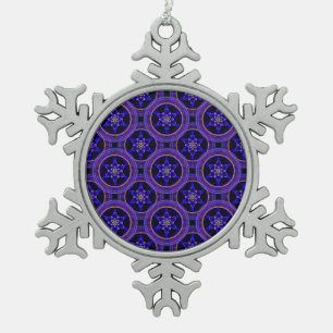 Floral Modern Boho Elegant Abstract Pattern #505 Snowflake Pewter Christmas Ornament