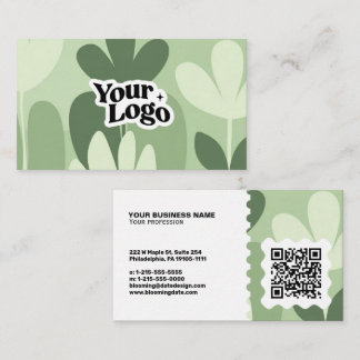 Floral Modern Business Card – Qr code & logo