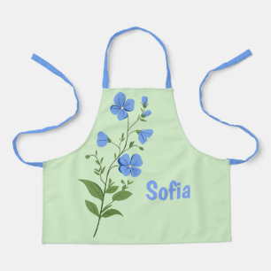Floral modern daisy blue girly elegant stylish  apron