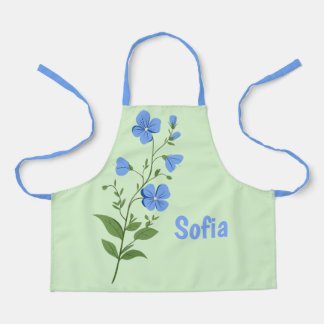 Floral modern daisy blue girly elegant stylish  apron