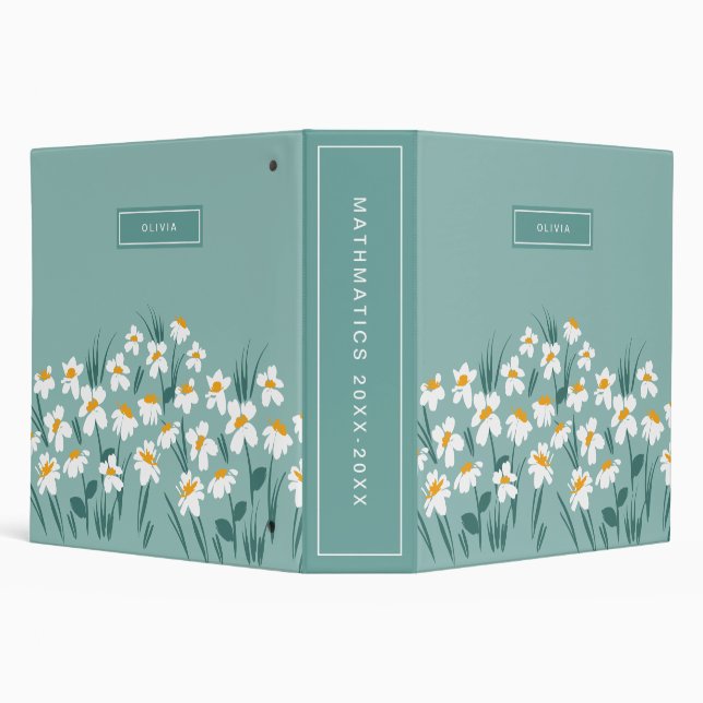 Floral modern daisy blue girly elegant stylish binder (Background)
