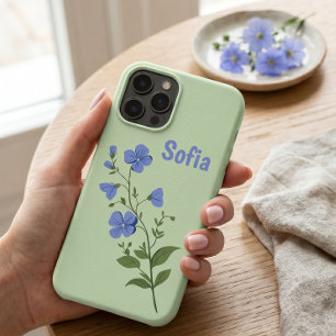 Floral modern daisy blue girly elegant stylish iPhone 11 pro case