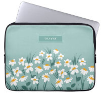 Floral modern daisy blue girly elegant stylish