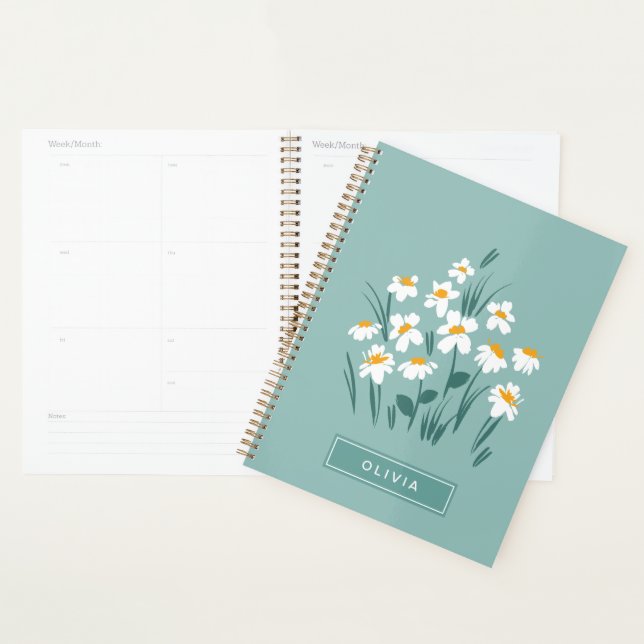 Floral modern daisy blue girly elegant stylish not planner (Display)