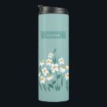 Floral modern daisy blue girly elegant stylish sta thermal tumbler<br><div class="desc">Floral modern daisy blue girly elegant stylish design.</div>