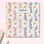 Floral Modern Daisy Girly Binder<br><div class="desc">This floral binder is decorated with white daisies on a striped background in pastel colours. Easily customizable with your name. Great for Back to School or as a gift.</div>