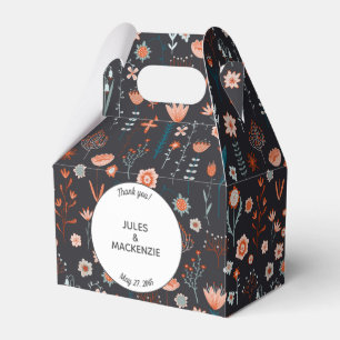 Floral Modern Dark Simple Wedding Favor Box