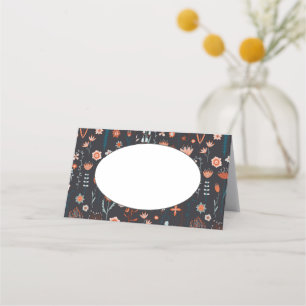 Floral Modern Dark Simple Wedding Place Card