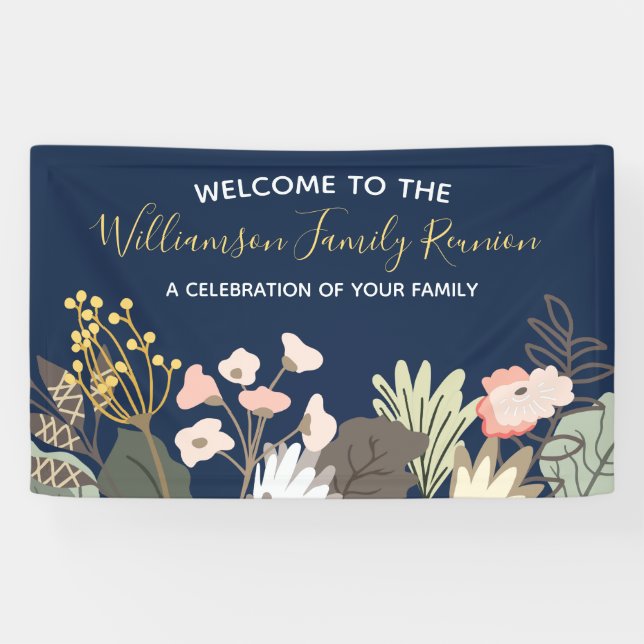 Floral Modern Family Reunion Welcome Banner (Horizontal)