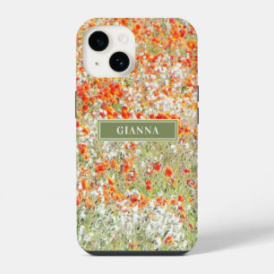 Floral Modern Girly Wild Flowers Stylish Name iPhone 14 Case