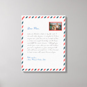 Floral Modern handwritten love mom grandma Letter Canvas Print