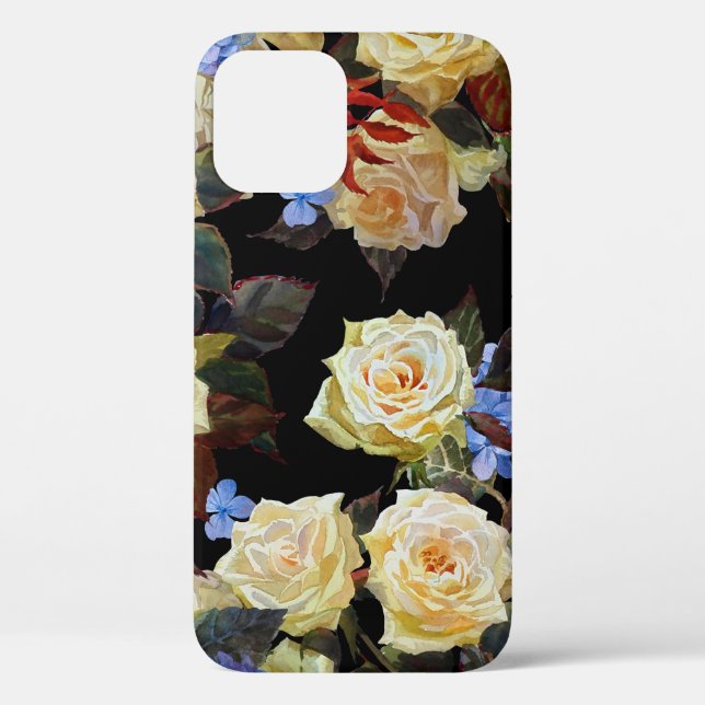 Floral modern pattern, white roses, blue hydrangea Case-Mate iPhone case (Back)