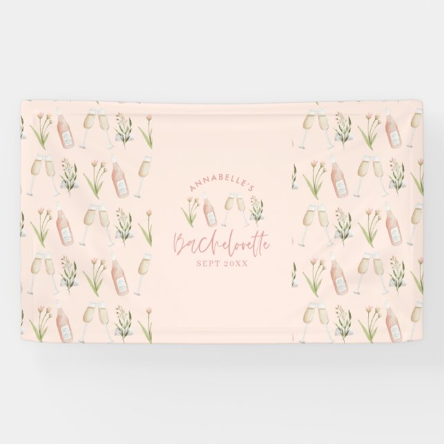 Floral modern pink girly bachelorette party banner (Horizontal)