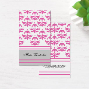 Floral modern pink grey Great Dane Businesscards