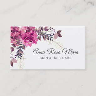 *~* Floral Modern Pink Watercolor Hygrangea Business Card