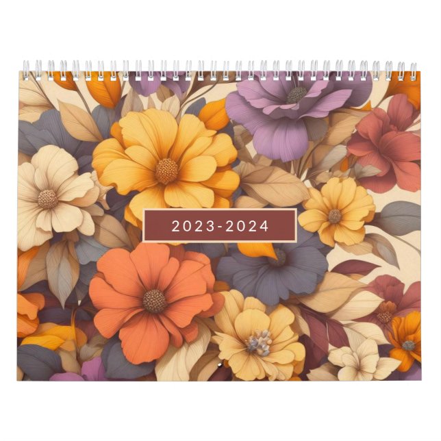 Floral modern retro autumn elegant calendar (Cover)