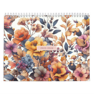 Floral modern rose fall girly elegant stylish calendar