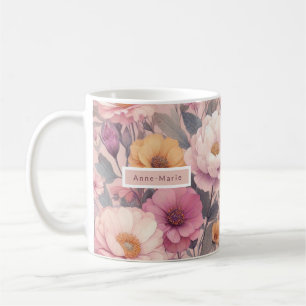 Floral modern rose pink girly elegant stylish  coffee mug