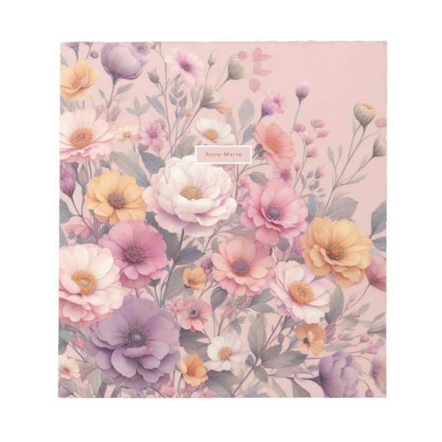 Floral modern rose pink girly elegant stylish  notepad (Front)