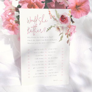 Floral Modern Would She Rather Bridal Shower Game
