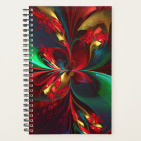 Floral moderne Art Abstrait Rouge Vert Motif #11