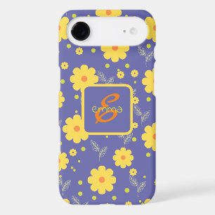 Floral Moderne Chic violet jaune vert Monogramme