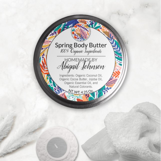 Floral moderne + Feuille Scrub / Étiquette de beur (Créateur téléchargé)