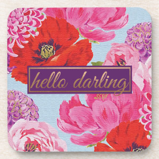 Floral moderne Hello Carré Dessous de verre