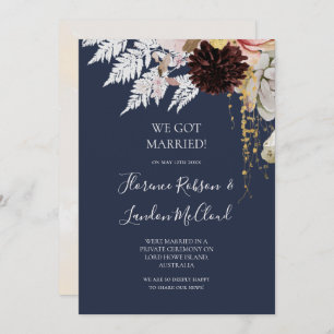 Floral moderne   Marine Elopement Faire-part